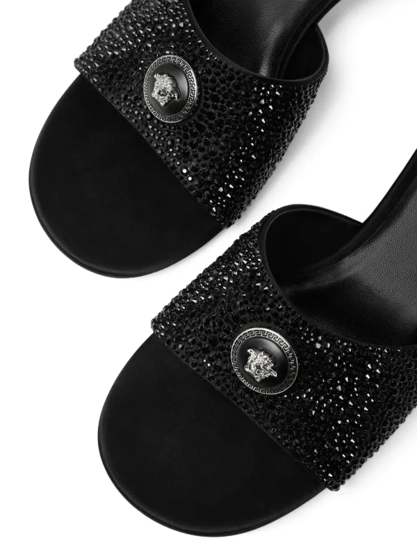 Versace 45mm Alia Medusa Embellished Mules | Black | FARFETCH