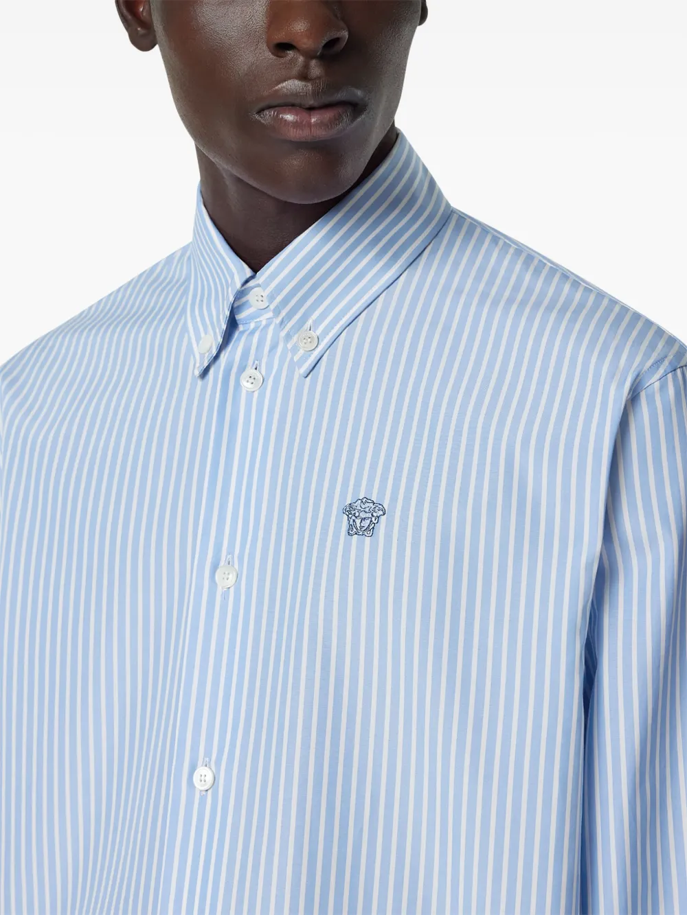 Versace Medusa gestreept overhemd Blauw