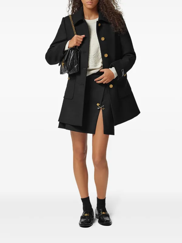 【関税込み】versace SAFETY PIN' SKIRT Versace Safety Pin A-line Mini Skirt | Black | FARFETCH