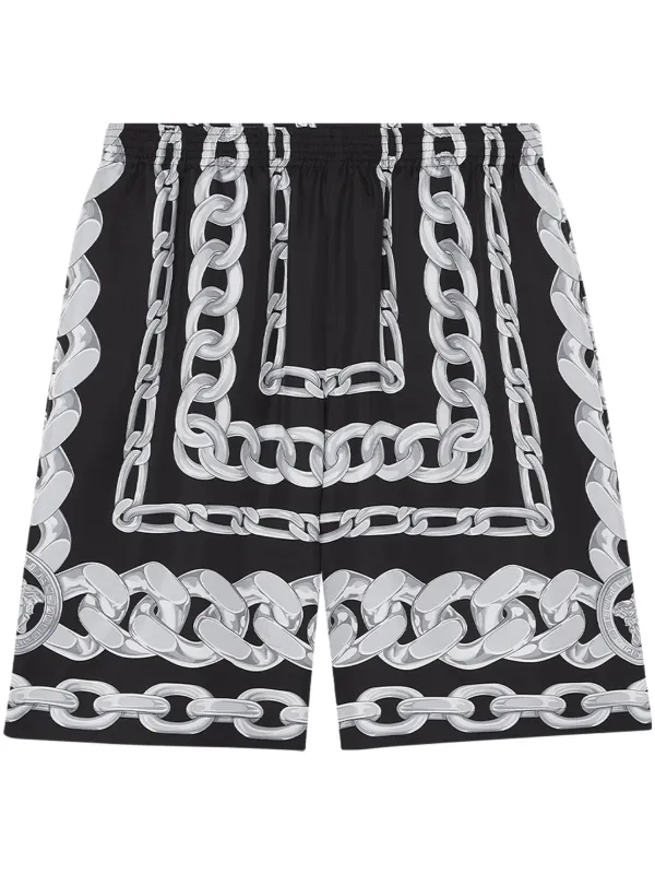 Versace Medusa Chains Silk Shorts | Black | FARFETCH