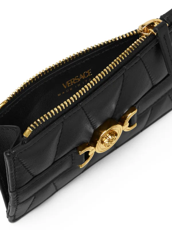 Versace Medusa '95 Quilted Zip Card Holder | Black | FARFETCH