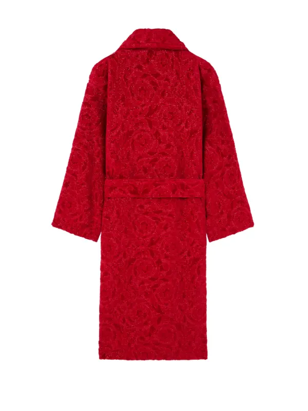 【送料&関税込】Versace s Red Terry Cotton Bathrobe With Versace Barocco Bathrobe | Red | FARFETCH