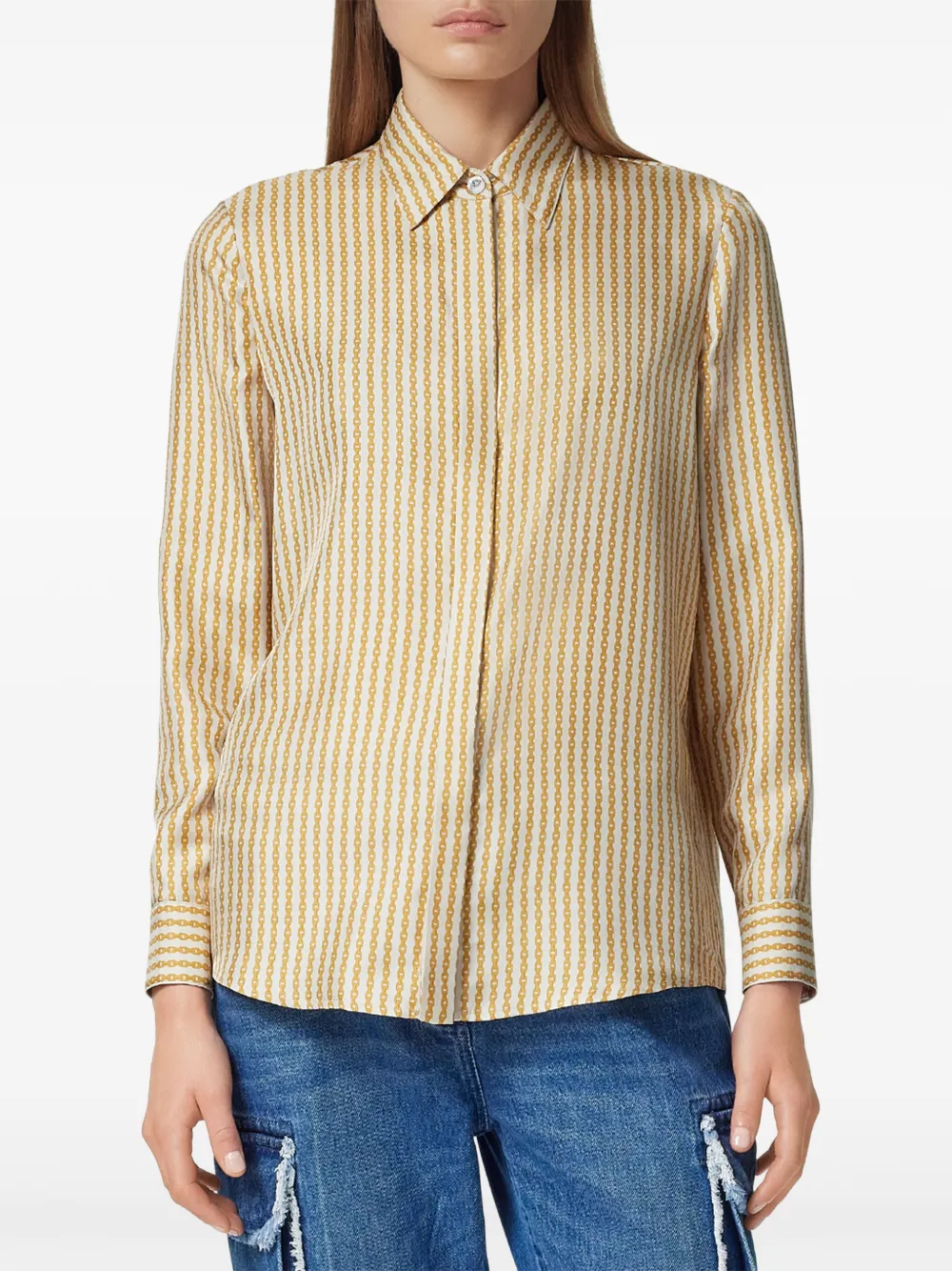 Versace Overhemd met kettingprint - Beige