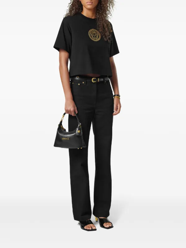 Versace Tag Hobo Bag | Black | FARFETCH