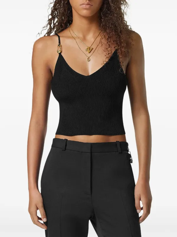 Versace Safety Pin Crop Top | Black | FARFETCH