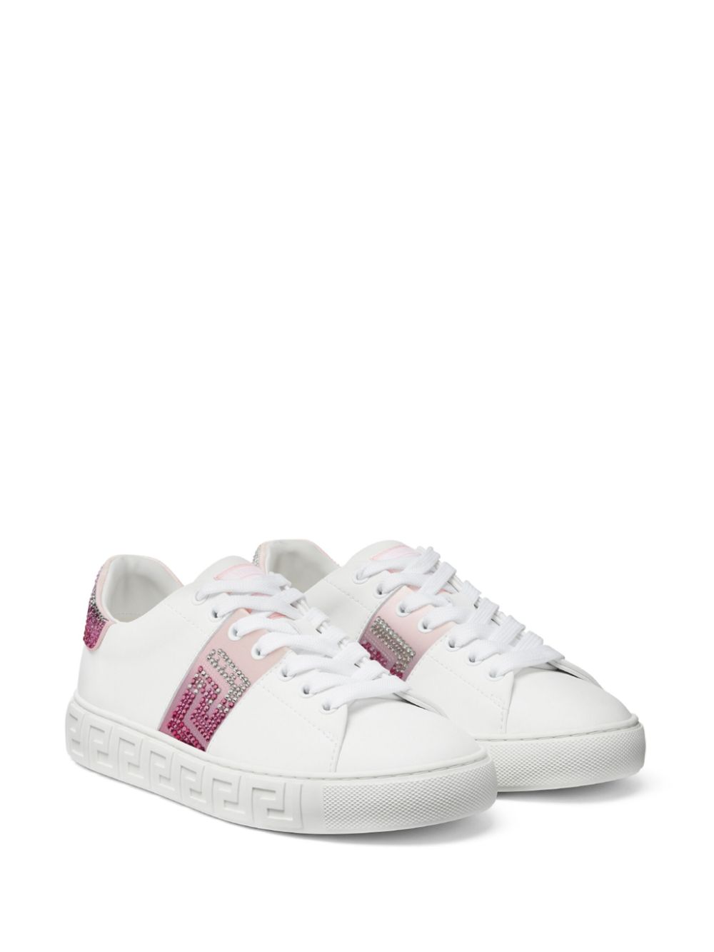 Versace Sneakers verfraaid met kristallen - Wit