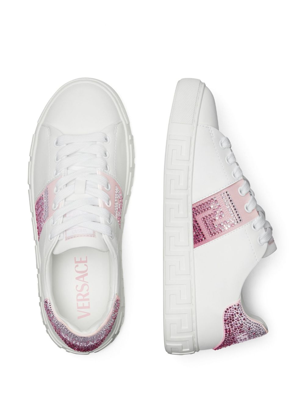 Versace Sneakers verfraaid met kristallen Wit