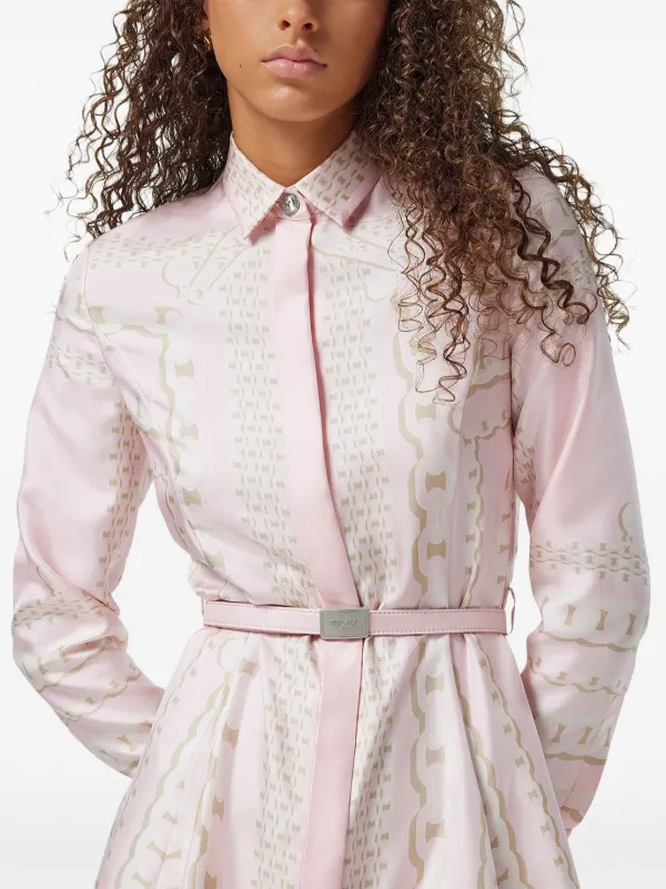 【関税&送料込み】Versace 'Versace Treasure' Dress Versace Treasure Silk Midi Shirt Dress | Pink | FARFETCH