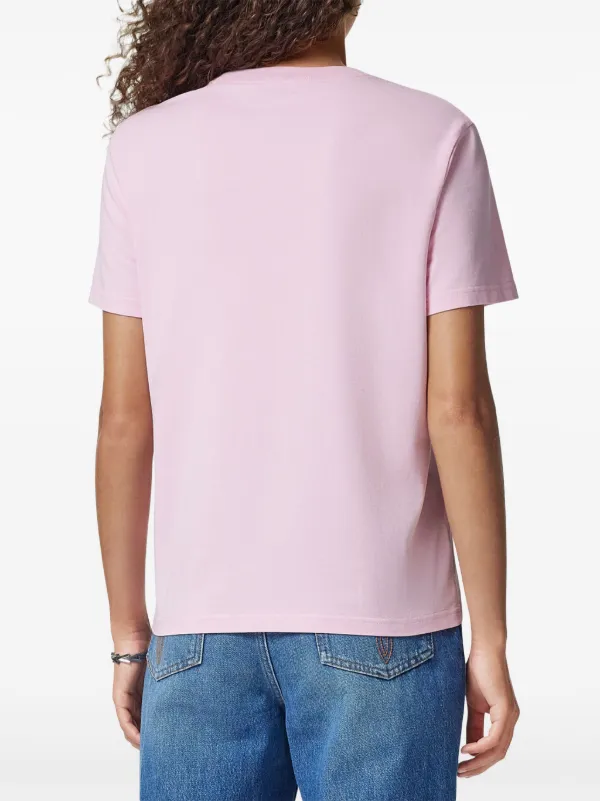 Versace logo-embroidered Fringed T-shirt | Pink | FARFETCH