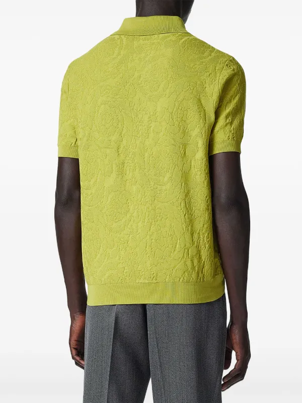 Versace Barocco Knitted Polo Shirt Green FARFETCH VN