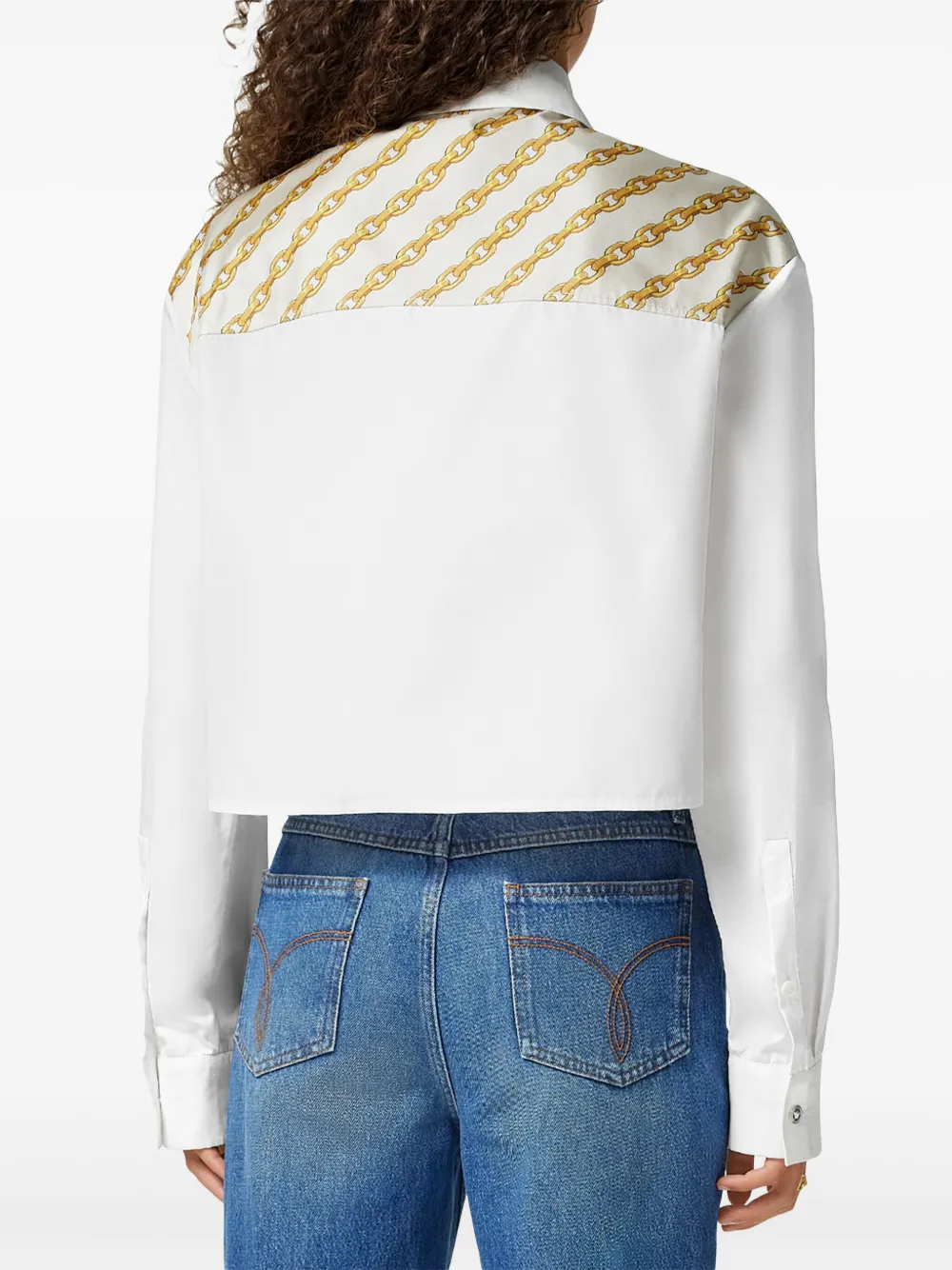 Versace Chain Stripes cropped blouse Wit
