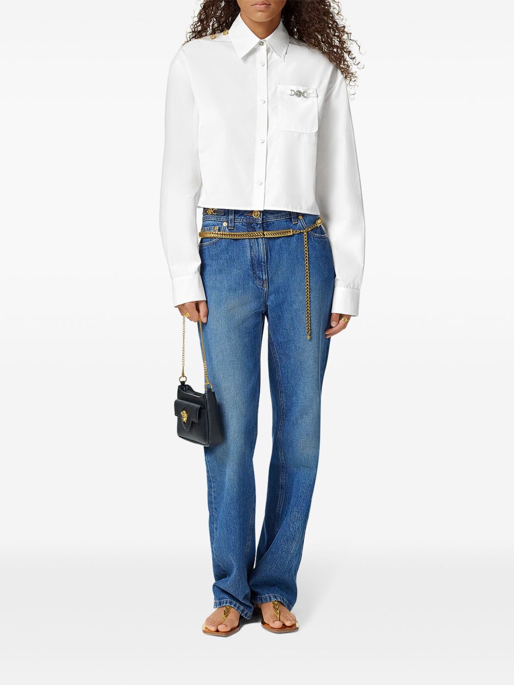 Versace Medusa Chain cropped shirt - White