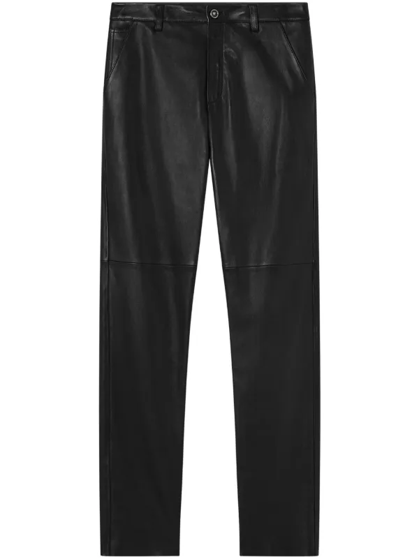 gianni versace ブラックレザーパンツ ジャンニヴェルサーチGIANNI VERSACE 裾ジップレザーパンツ 黒M