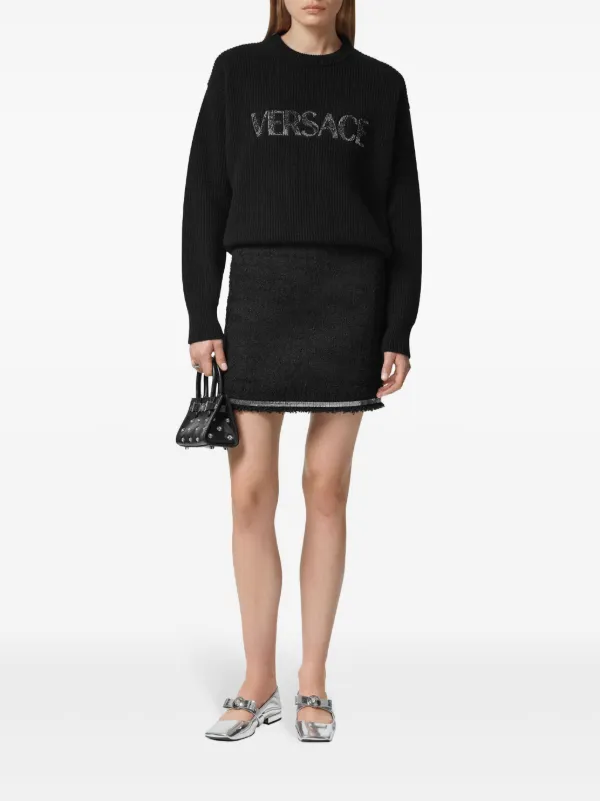 Versace Heritage Tweed Mini Skirt | Black | FARFETCH UK