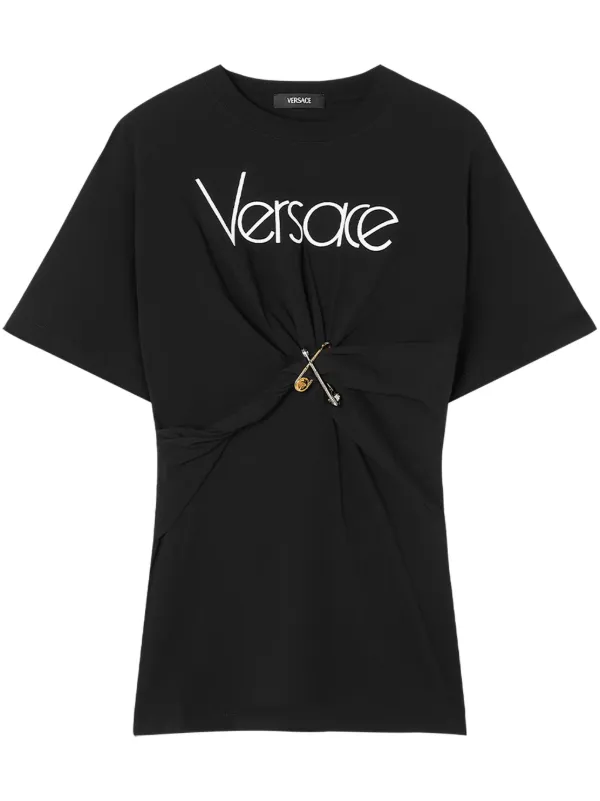 国内発 VERSACE セーフティピン コットンジャージー半袖Tシャツ Versace セーフティピン Tシャツ | ブラック | FARFETCH JP
