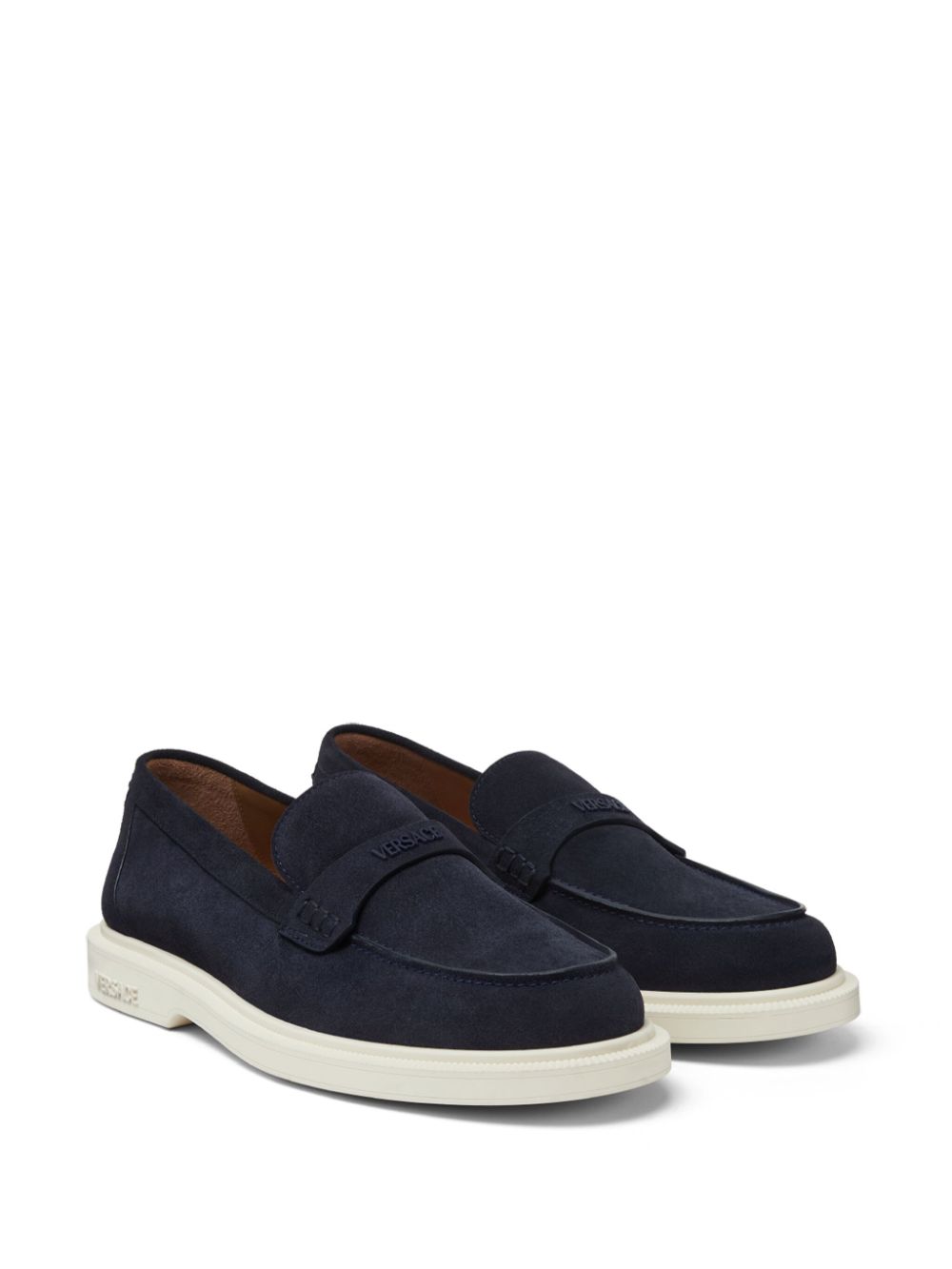 Versace Loafers met logoplakkaat - Blauw