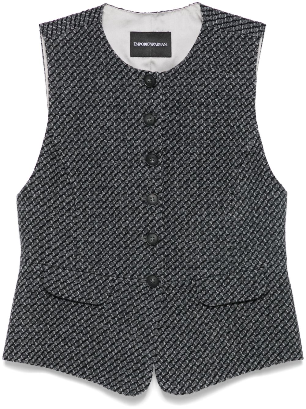 Emporio Armani patterned-jacquard knitted waistcoat – Black