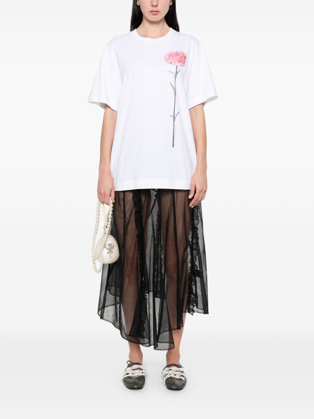 Simone Rocha carnation-print T-shirt - Wit