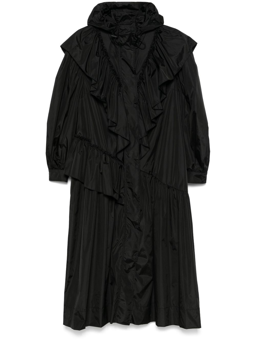 Simone Rocha ruffle-detail coat - Black