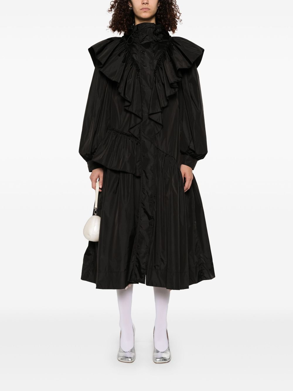 Simone Rocha ruffle-detail coat - Black