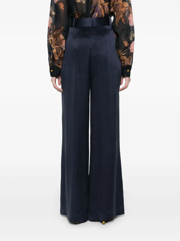 ◆Zimmermann◆タックシルクワイドレッグパンツ ZIMMERMANN シルク ワイドパンツ | ブルー | FARFETCH JP
