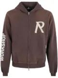 Represent logo-tape zip-up hoodie - Brown