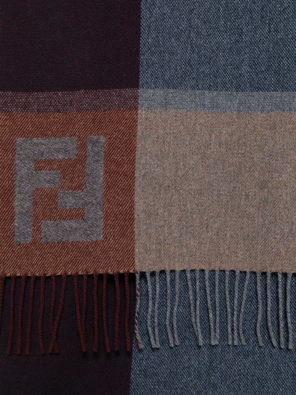 FENDI colour-block wool scarf - Blauw