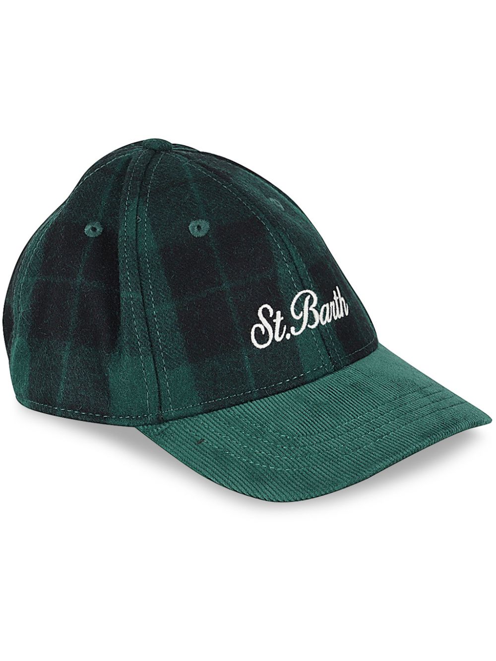 tartan-pattern corduroy baseball cap