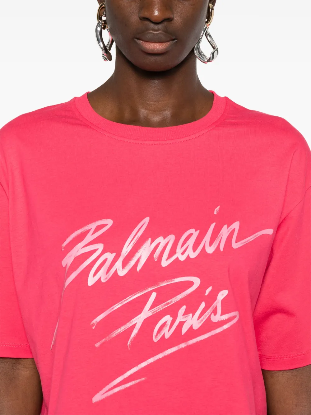 Balmain Cropped T-shirt Roze