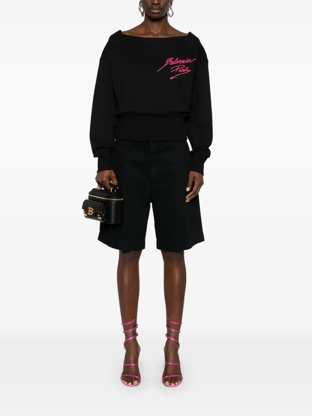Balmain Cropped sweater Zwart