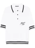 Balmain logo signature-embroidered polo shirt - White