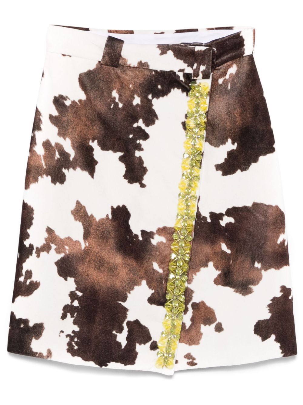 DES PHEMMES cow-print midi skirt - Brown