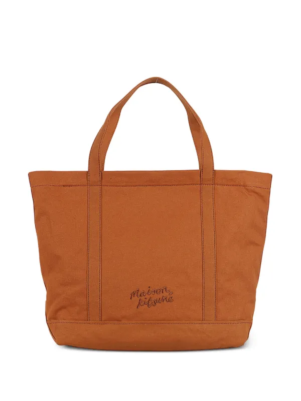 トートバッグ Fox Head Large Shopper Bag - Maison Kitsune - Cotton - Brown Maison Kitsune Bold Fox Head XL Tote Bag Golden Brown