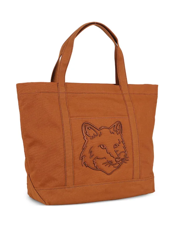 トートバッグ MAISON KITSUNE BIG HEAD FOX LOGO LARGE SHOPPER TOTE BAG Maison Kitsuné Large Fox Head Tote Bag | Brown | FARFETCH