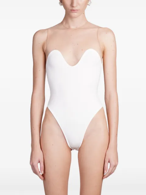David Koma wave-neck tulle bodysuit