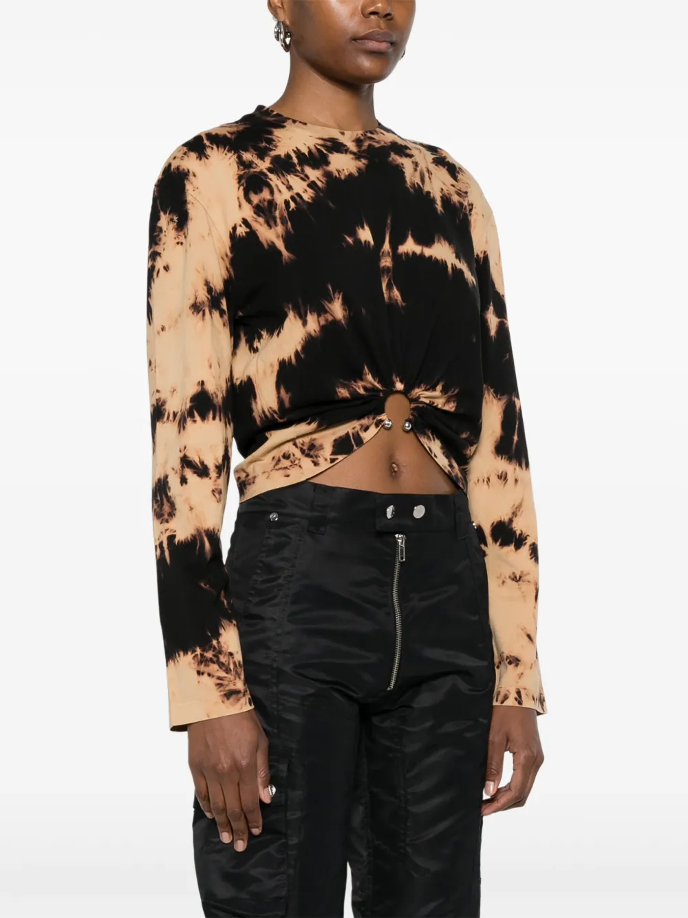 Rabanne T-shirt met abstracte print Zwart
