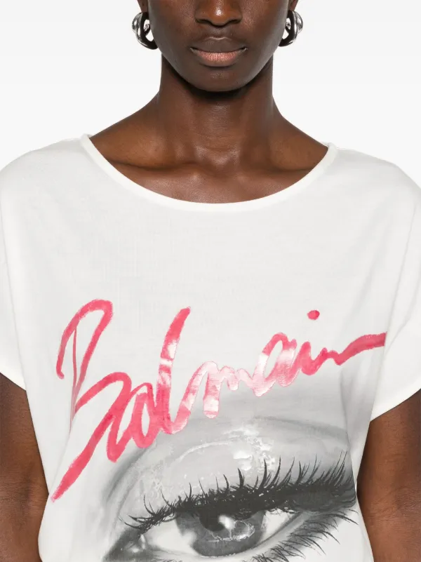 Balmain eye-print T-shirt | White | FARFETCH Balmain eye-print T-shirt | White | FARFETCH