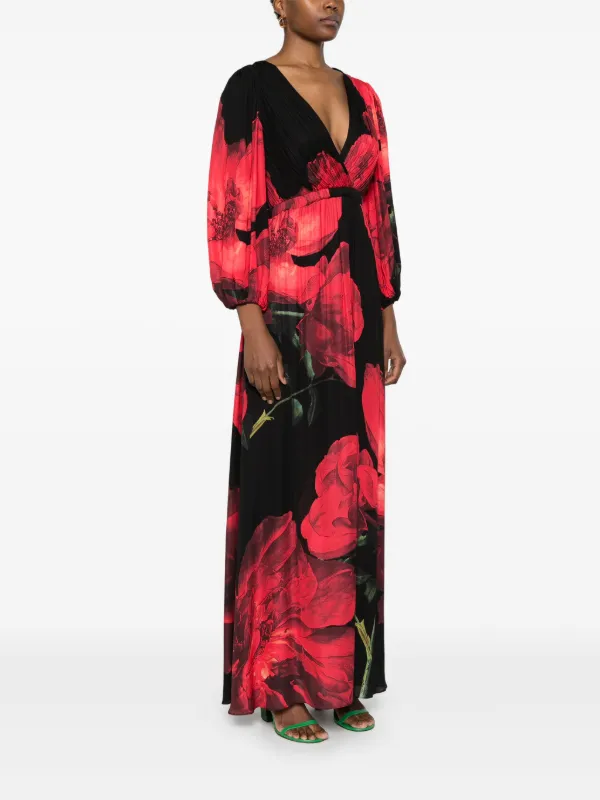 Red and black maxi dresses top