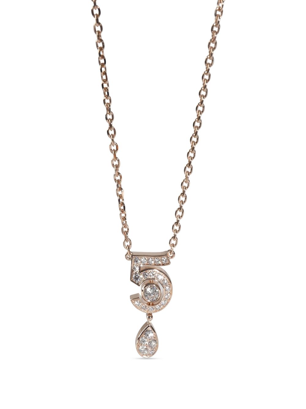 Pre-owned Chanel 18kt Rose Gold Nº 5 Diamond Necklace In Pink