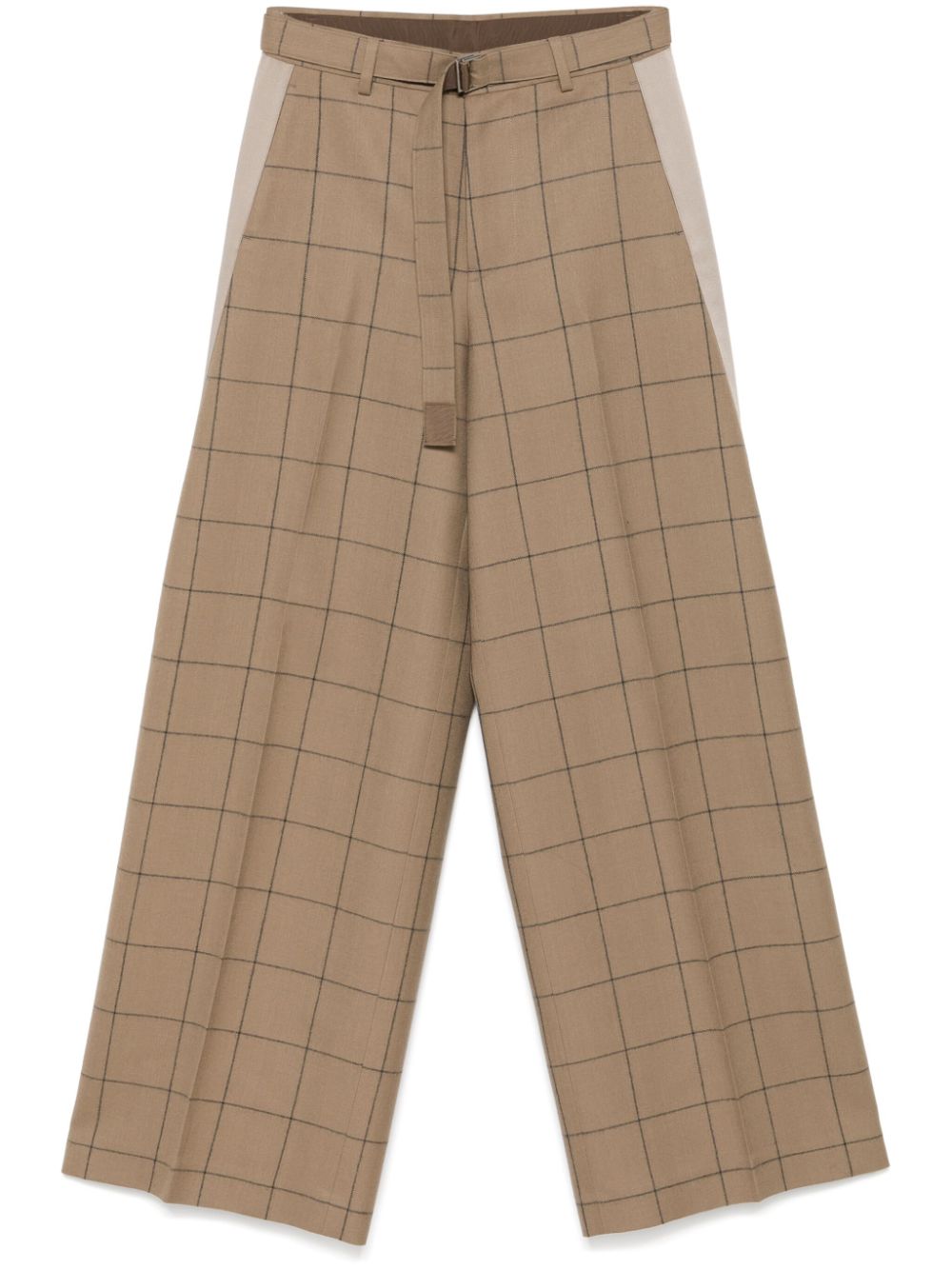 Shop Sacai Checked Trousers In Brown