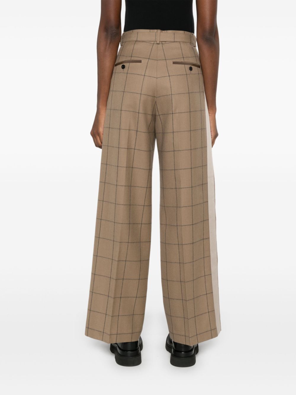 Shop Sacai Checked Trousers In Brown