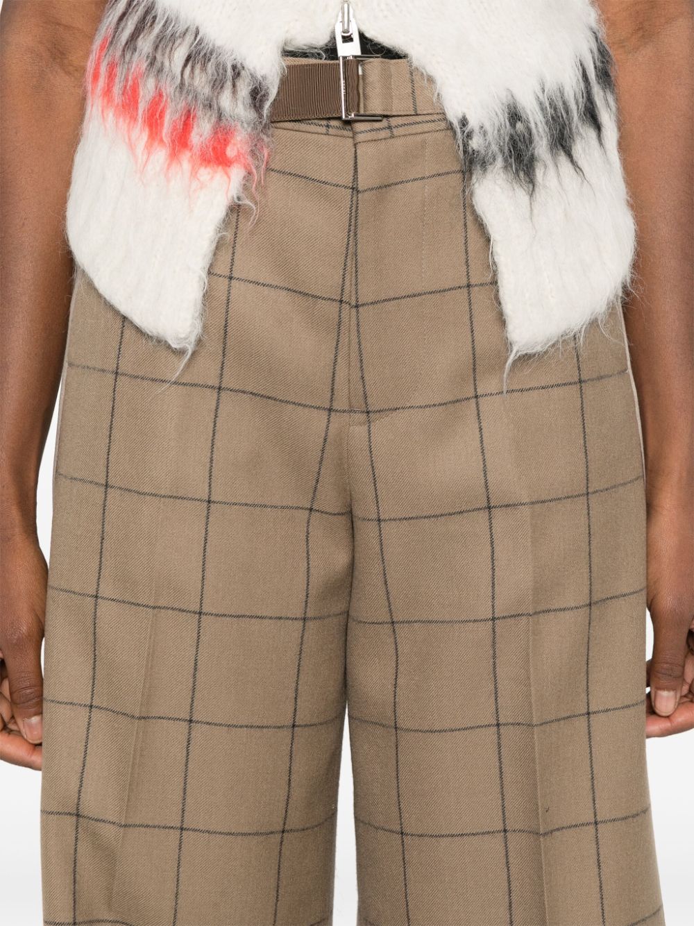 Shop Sacai Checked Trousers In Brown