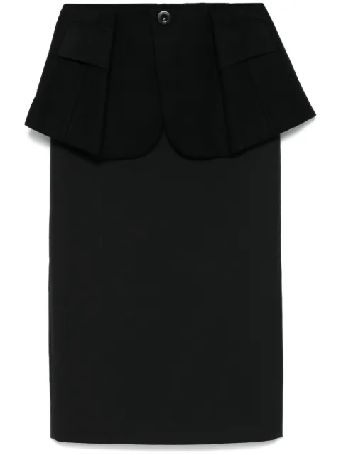 sacai layered midi skirt