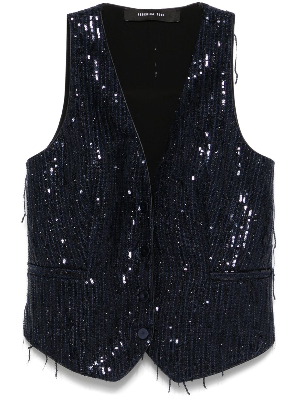 Shop Federica Tosi Sequinned Waistcoat In Blue