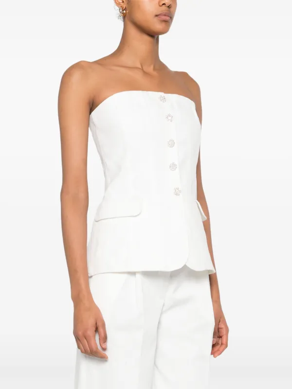 まや Maje crystal-buttons Top | White | FARFETCH