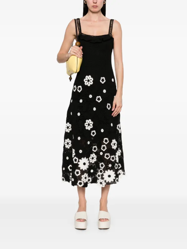 Robe Noire Robe Maje Fleurs Robe Rivoli