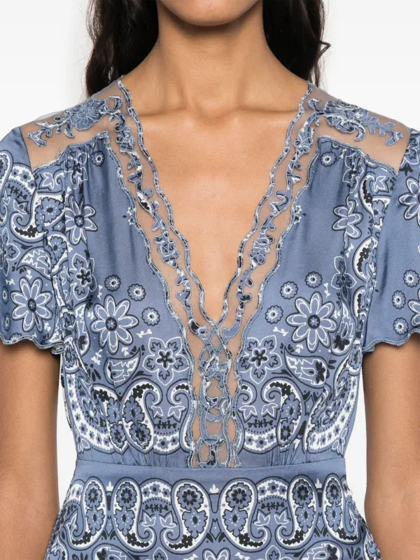 Maje Midi-jurk Met Bloemenprint Blauw FARFETCH NL