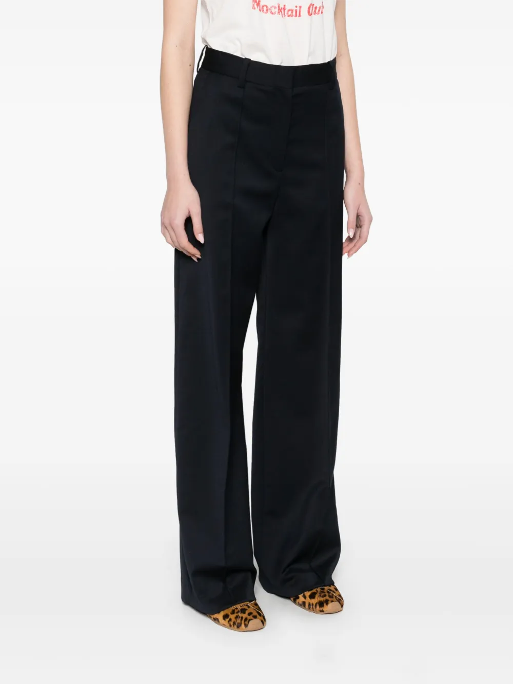 MAJE PIPED-TRIM TAILORED TROUSERS 