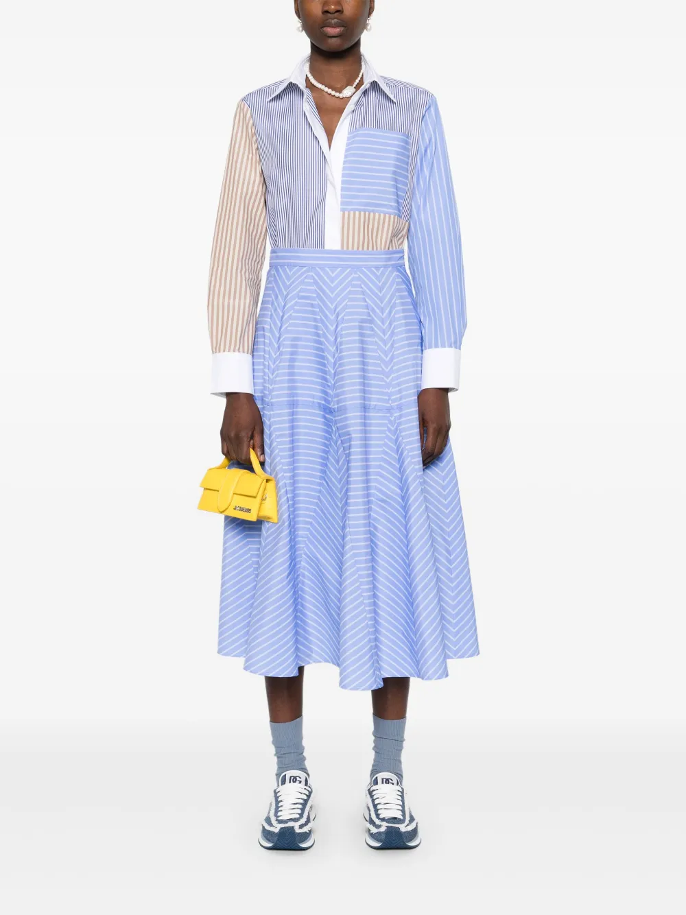 SANDRO Gestreepte midi-rok - Blauw
