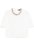 Maje crystal-neckline T-shirt - White